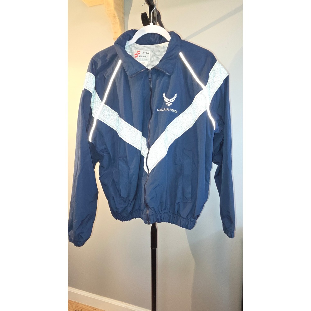 Skilcraft US Air Force PTU Jacket Navy Blue Reflective Windbreaker Small Short